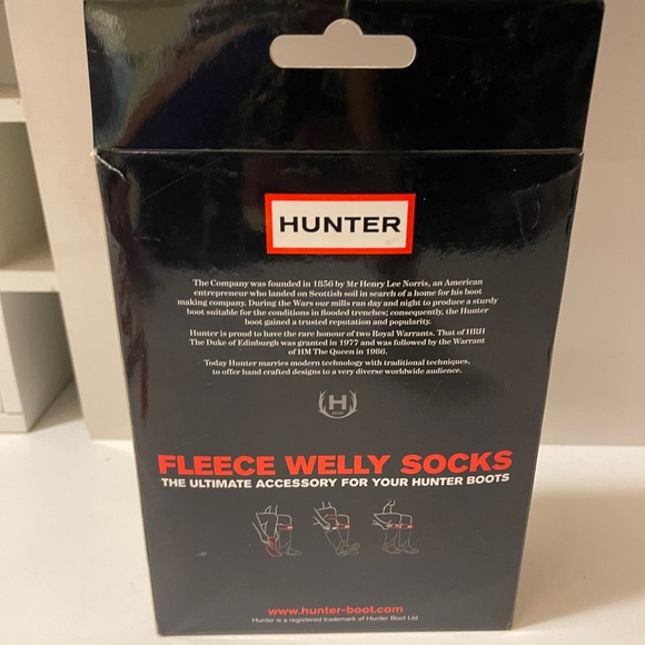 NWT HUNTER Moss Cable Cuff Fleece Welly Sock Size M 5-7 Graphite - Picture 4 of 11